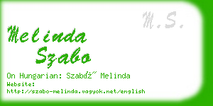 melinda szabo business card